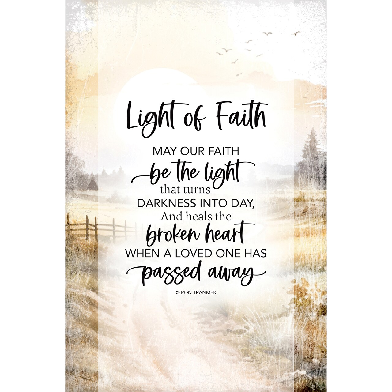 Light Of Faith Bereavement Wood Plaque with Easel and Hook Wall Tabletop Art - 6 inches x 9 inches